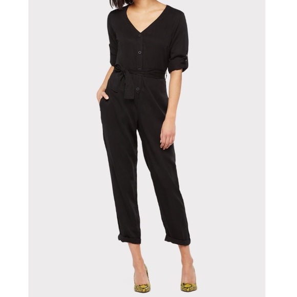 cloth & stone Pants - Black Belted Jumpsuit